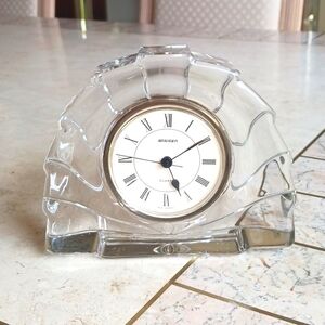 Vintage Desk Clock- STAIGER/west germany, Clear Heavy Crystal 5"x6",New